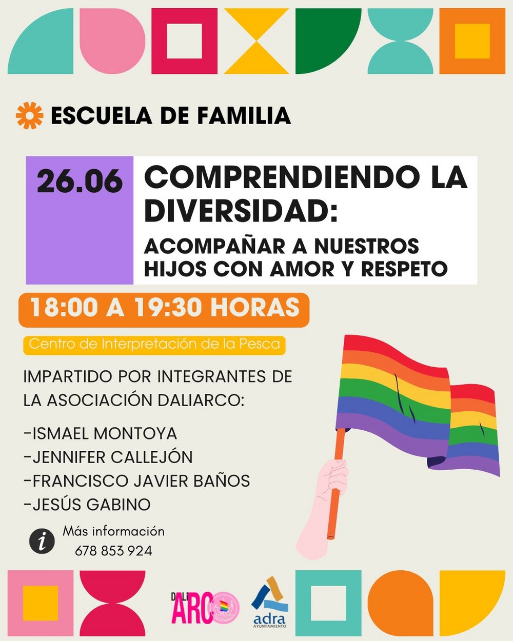 La Escuela de Familia de Adra celebra un coloquio en el marco del Día Internacional del Orgullo LGTBI