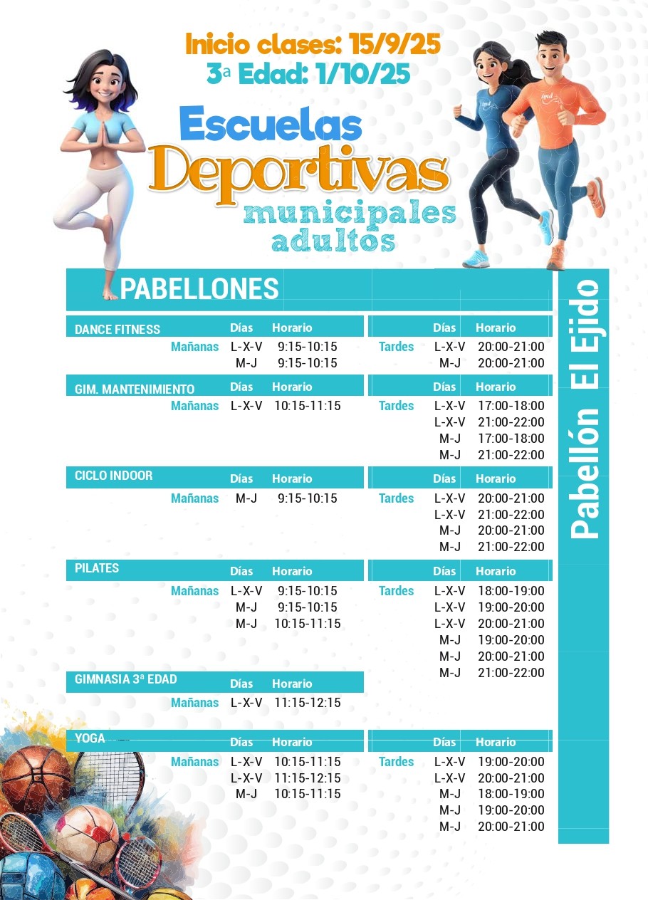 El Instituto Municipal de Deportes abre las preinscripciones a las EDM de Adultos con más de 1.700 plazas disponibles
