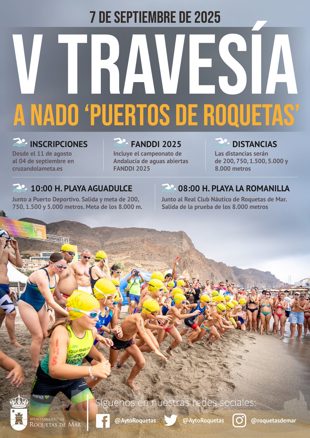 El 7 de septiembre se celebra la V Travesía a Nado 'Puertos de Roquetas'